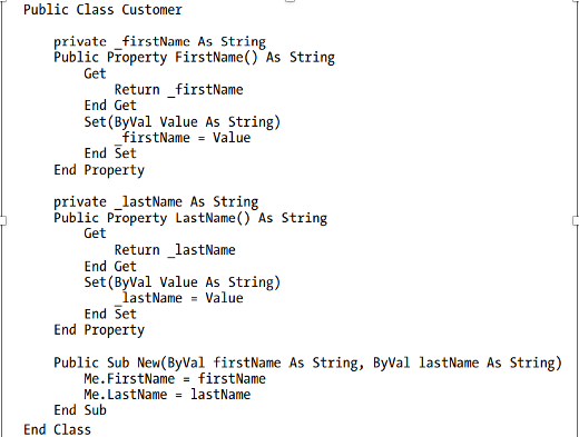 VB.NET Customer Class Code
